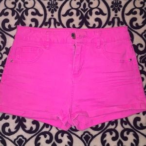 Hot pink high waisted shorts